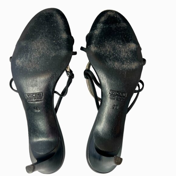 Giuseppe Zanotti High-Heeled Sandals with  Sculptural Silver Ring Art, 9B - Picture 4 of 8